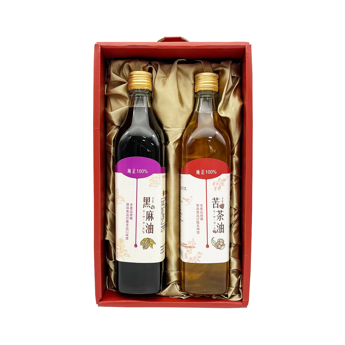 梅山茶油 MEI-SHAN TEA-SEEDS OIL 禮盒組 (苦茶油*1+黑麻油*1) 500ml